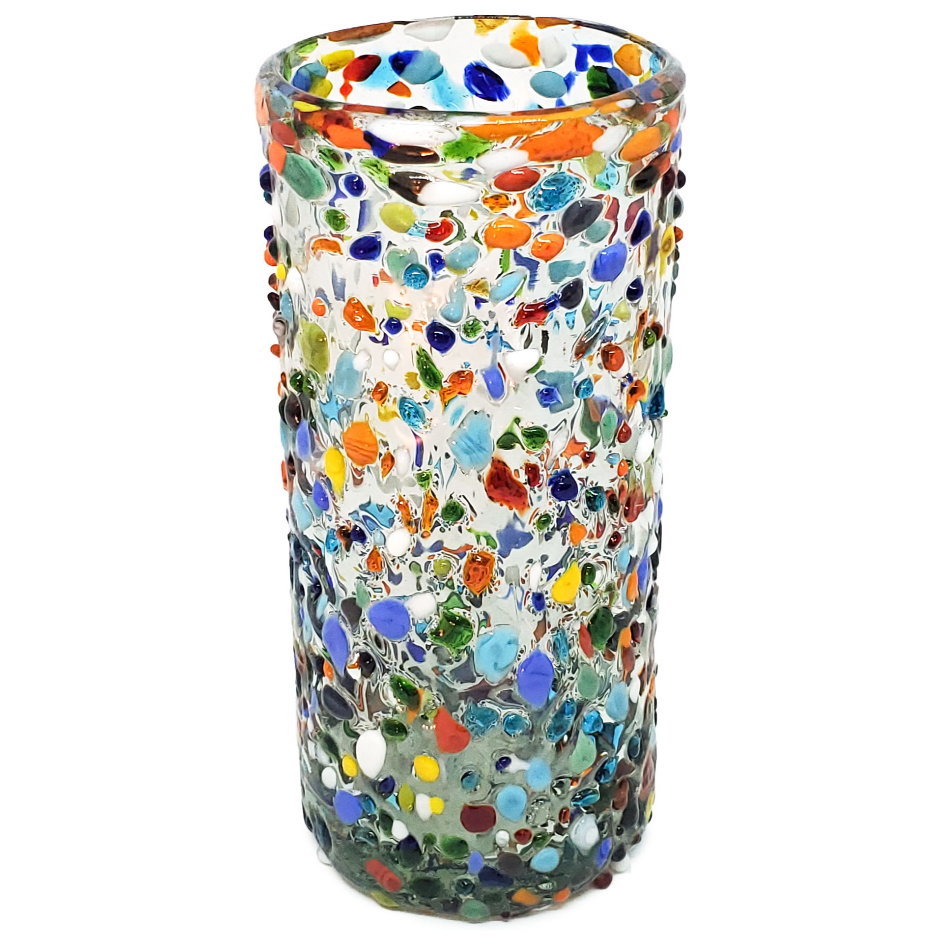 VIDRIO SOPLADO / vasos Jumbo 20oz Confeti granizado, 20 oz, Vidrio Reciclado, Libre de Plomo y Toxinas